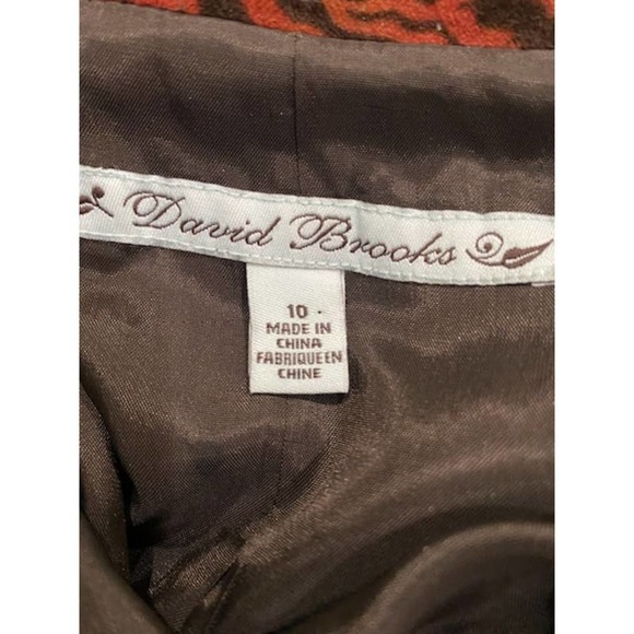 Pre-Owned David Brooks Rusty Brown/Black velvety Floral Design Women Blazer sz10 - Picture 3 of 4
